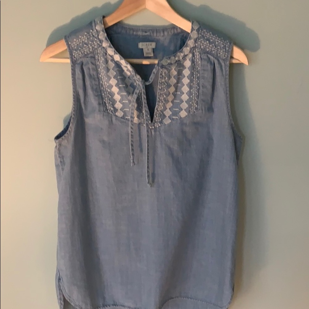 J Crew Sleeveless denim chambray Top size 6.